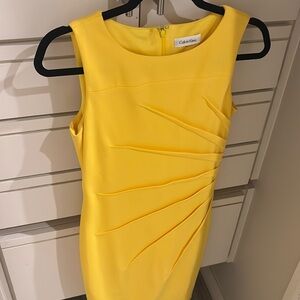 Calvin Klein Sunburst Sheath Midi Dress. Size 10 Light Lime Green Sleeveless